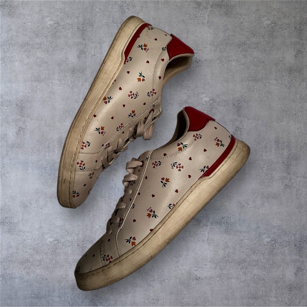 Coach Tan and Red floral Sneakers - Picture 2 of 3